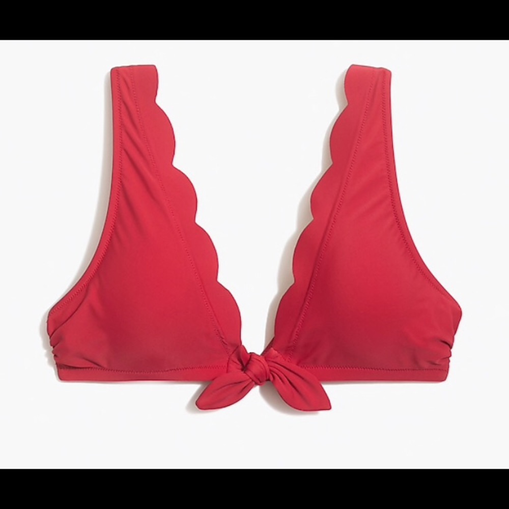 J.Crew Scalloped tie-front bikini top, Sz. M